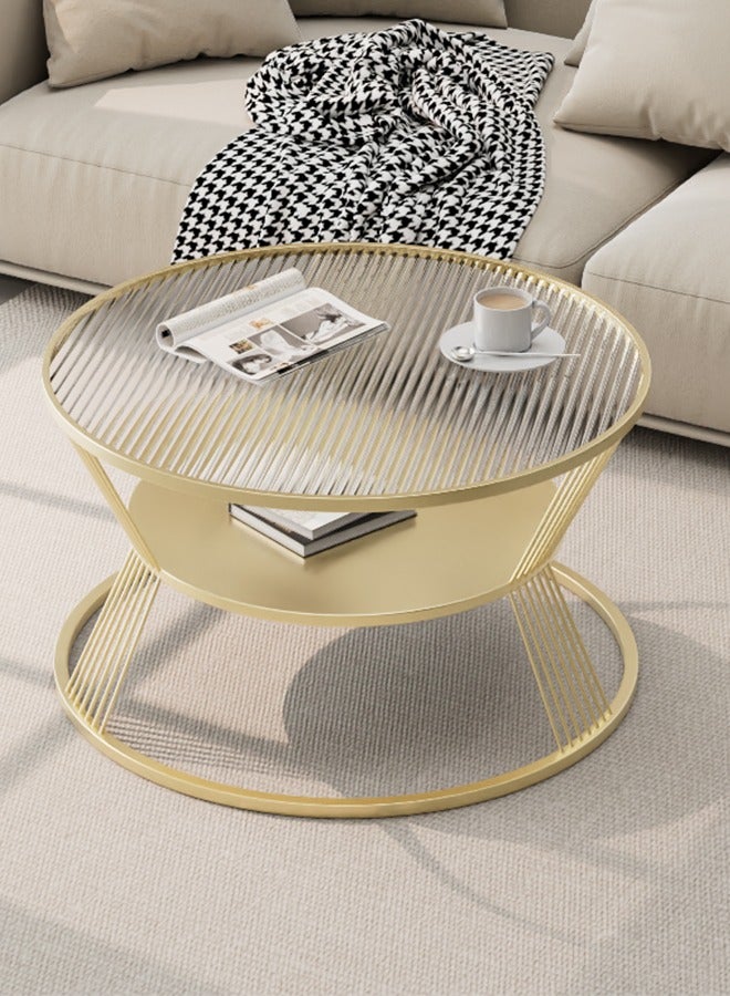 Glass Coffee Table,Round End Table for Living Room, 2-Tier Glass Top Side Table, Simple and Modern Center Table - Image 1