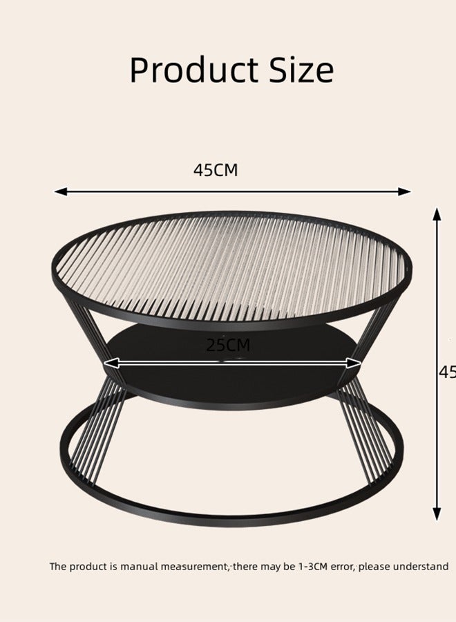 Glass Coffee Table,Round End Table for Living Room, 2-Tier Glass Top Side Table, Simple and Modern Center Table - Image 2