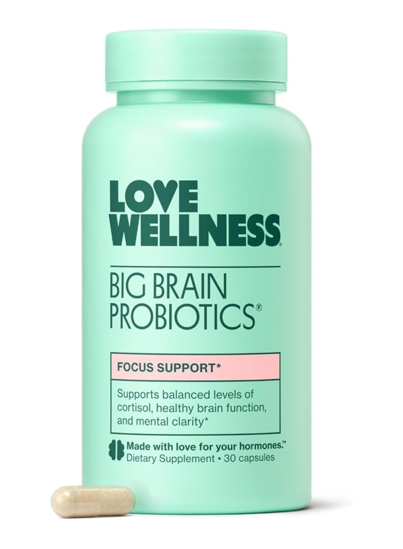 Love Wellness Big Brain Probiotics Memory Focus and Mood Support 30 Capsules - Image 1