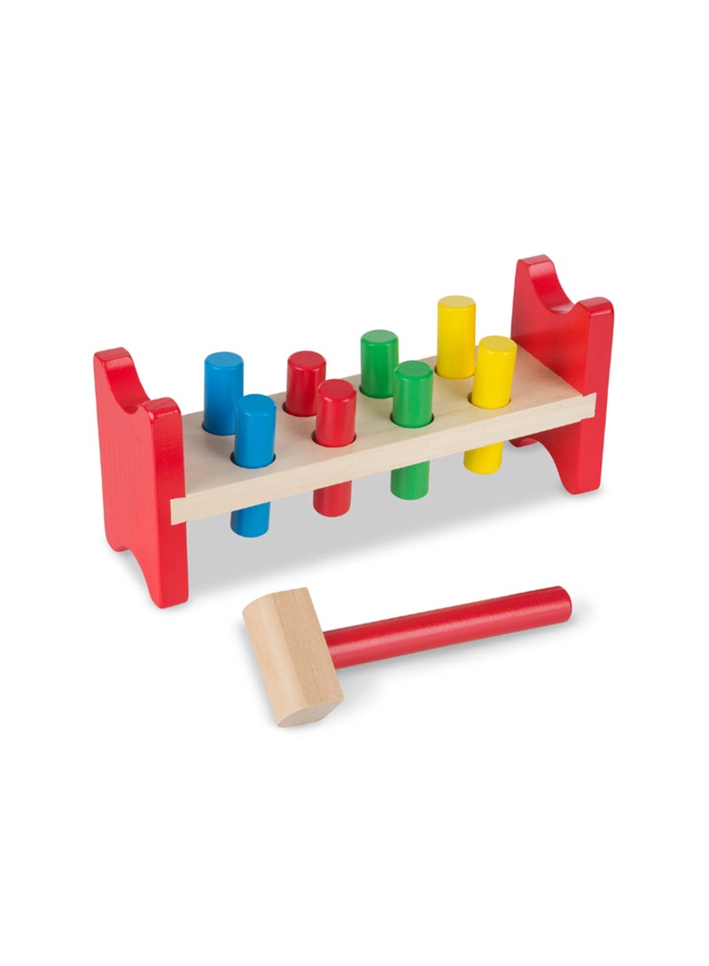 Melissa & Doug Deluxe Wooden Pound-A-Peg Toy With Hammer Classic Toddler Hammer and Peg Toys for Ages 2+ - Image 2