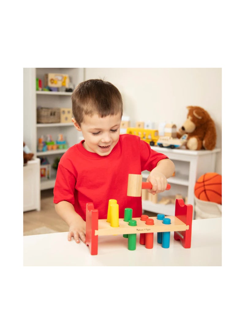 Melissa & Doug Deluxe Wooden Pound-A-Peg Toy With Hammer Classic Toddler Hammer and Peg Toys for Ages 2+ - Image 4