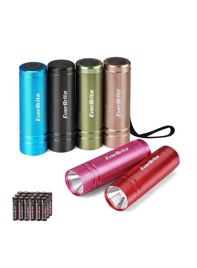 إيفربايت مجموعة مصابيح يدوية صغيرة من EverBrite مكونة من 6 قطع، مصابيح LED يدوية من الألومنيوم مع حزام، ألوان متنوعة، بطاريات متضمنة لهدايا الحفلات، والقراءة الليلية، والتخييم، وانقطاع التيار الكهربائي، وهدية عيد الميلاد - Image 1