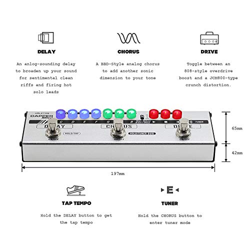 Valeton Dapper Mini Stage Session Gigging Gear Overdrive Distortion Chorus Delay Guitar Multi-Effects Pedal - Image 2