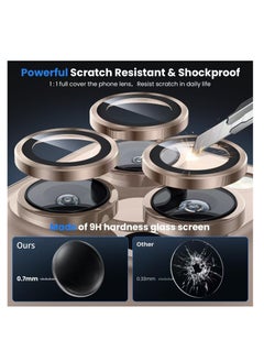 Aookay For iPhone 16 Pro / iPhone 16 Pro Max Camera Lens Protector, [Keep Original Shooting] Shatterproof 9H Ultra HD Tempered Metal Glass Camera Screen Protector Cover Film Accessories (Titanium Gold)  - Image 3
