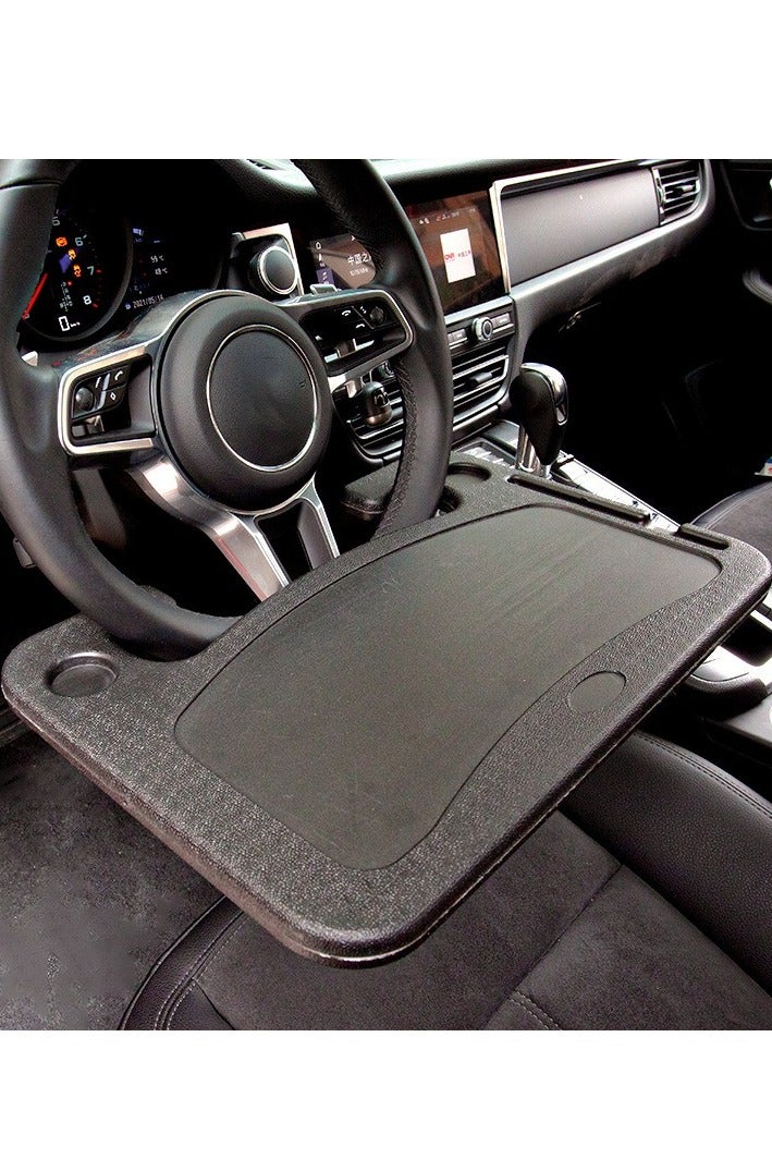 Black Multi-Functional Car Steering Wheel Tray - Foldable Writing Desk & Snack Holder (Parked Use Only) - Image 2