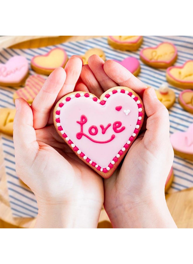 5 Pieces Heart Cookie Cutter Set Heart Shapes Stainless Steel Cutters Molds For Anniversary Bridal Engagement And Wedding Baking Gifts Cake Decorations
