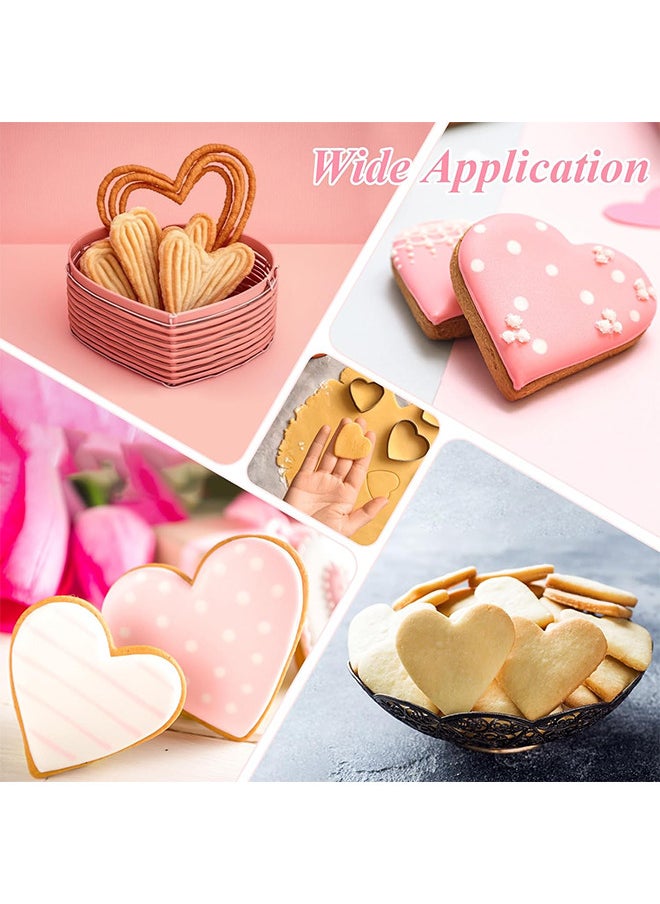 5 Pieces Heart Cookie Cutter Set Heart Shapes Stainless Steel Cutters Molds For Anniversary Bridal Engagement And Wedding Baking Gifts Cake Decorations