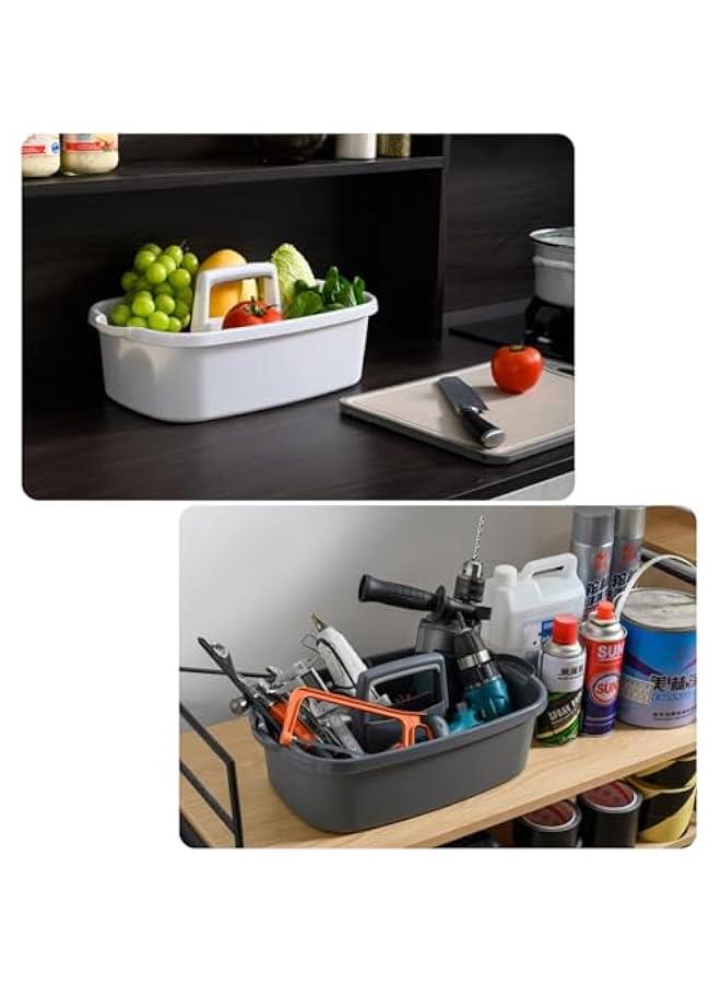 HOOKOR 2 Pack Large Cleaning Supplies Organizer with Handle Portable Shower Caddy Basket Plastic Bucket Tool Storage for Bathroom, Bedroom, Kitchen, College Dorm, Under Sink, Garden (Dark grey) - Image 3
