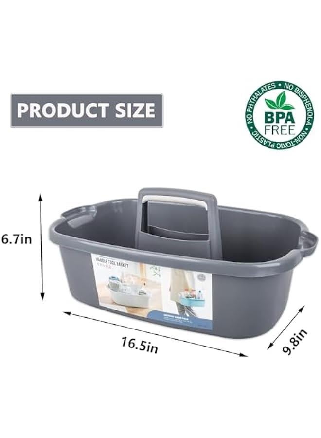 HOOKOR 2 Pack Large Cleaning Supplies Organizer with Handle Portable Shower Caddy Basket Plastic Bucket Tool Storage for Bathroom, Bedroom, Kitchen, College Dorm, Under Sink, Garden (Dark grey) - Image 5