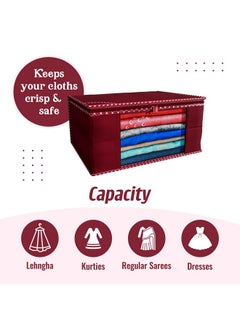 Kuber Industries Kuber Industries Clothes Organizer For Wardrobe (Pack of 12) - Storage Organizer For Saree | Shirts | Salwar Suit | Lehenga - Dress Organizer For Wardrobe - Saree Covers With Zip (Maroon)  - Image 5