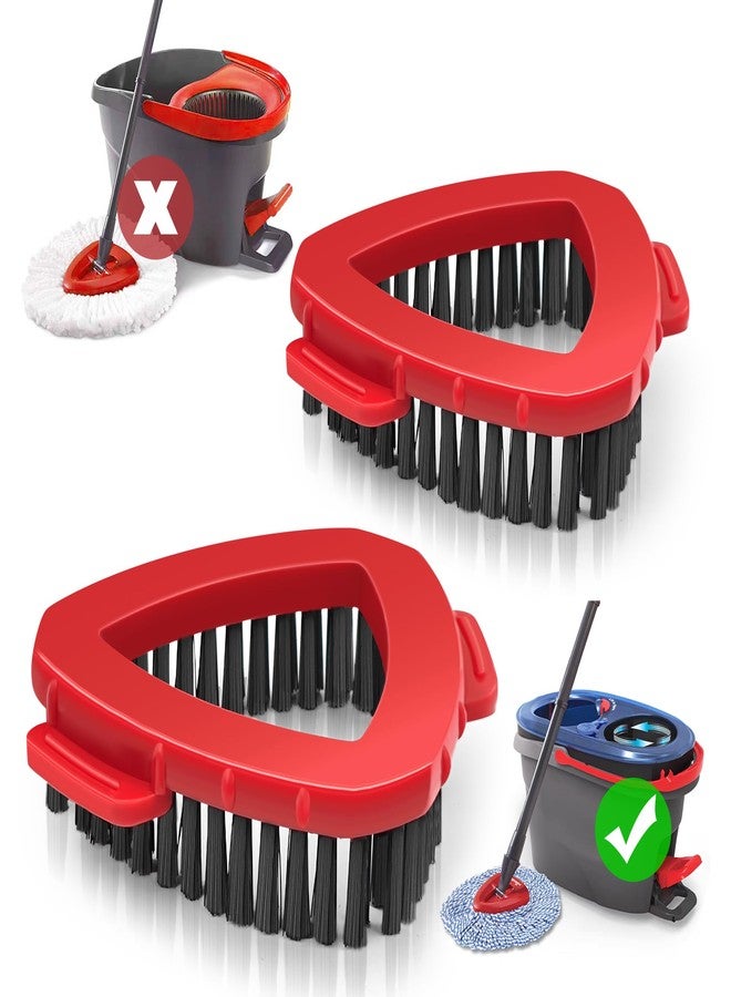 NEWE Scrubber Mop Head, 2 Pcs Scrub Brush Attachments for O-Cedar EasyWring 2 Tank System, Triangle Spin Mop Hard Bristles Cleaning Brush Replacement Accessories for Bathroom Kitchen Pool Tile Floor - Image 1