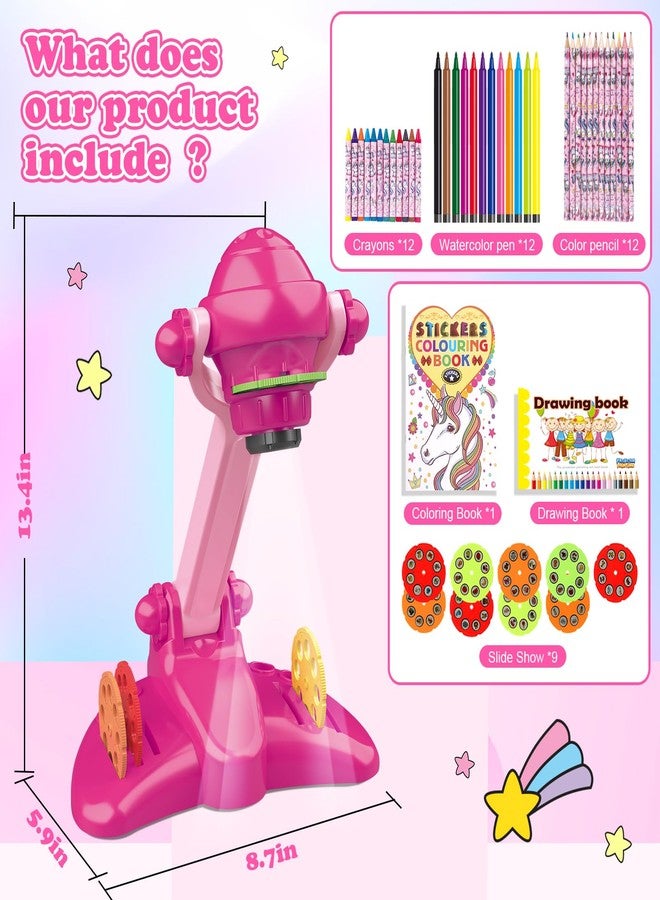 Hoarosall Drawing Projector for Kids Art and Craft Kit Includes Colored Pencils Crayons and Coloring Books Unicorn Drawing Kit Perfect Projector for Drawing Activities - Image 4