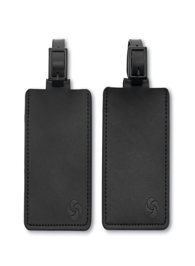 Samsonite 2-Pack Leather Luggage ID Tag, Black Logo, One Size - Image 1