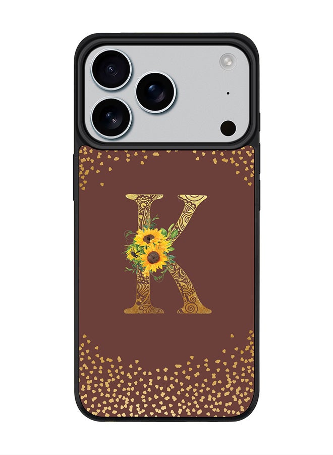 Stylizedd iPhone 17 Pro Case, [Compatible with MagSafe] Slim Magnetic cover Phone Case iPhone 17 Pro -Custom Floral Monogram - K  (Brown ) - Image 1