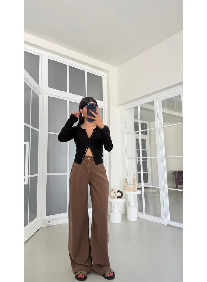 جاوس بنطال جينز تينسل مغمّس بالقهوة GAUS-01786.