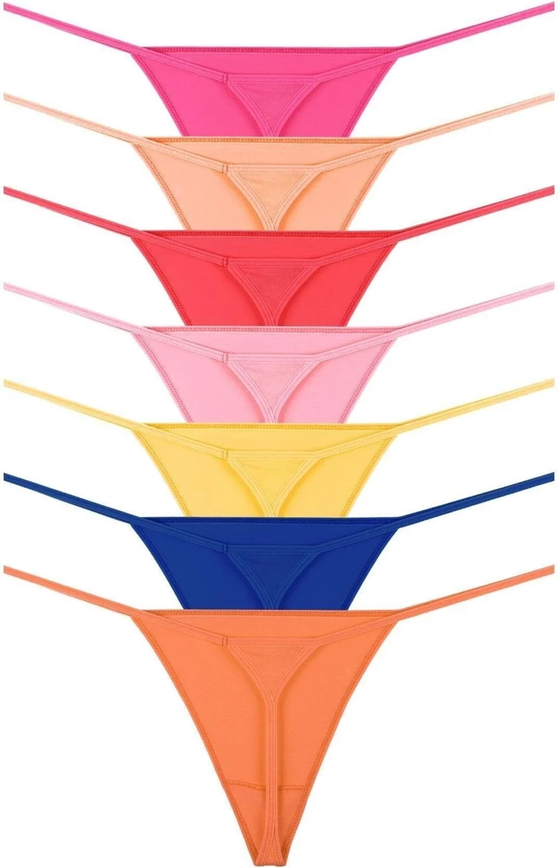 Sensu Women's Stringed Cotton 7-Piece Thong Panties Set - KTS2086