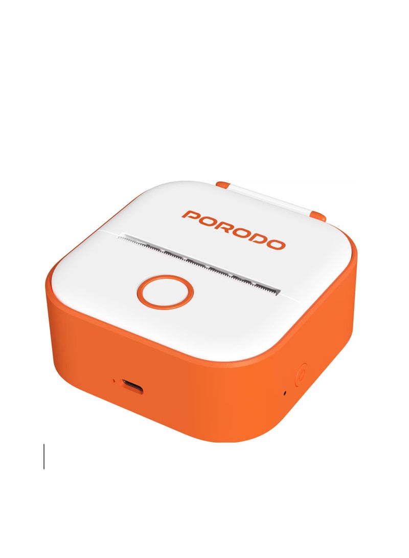porodo Blue Porodo Lifestyle Pocket HD Thermal Printer with 1000mAh Battery Capacity, Orange & White - Image 3
