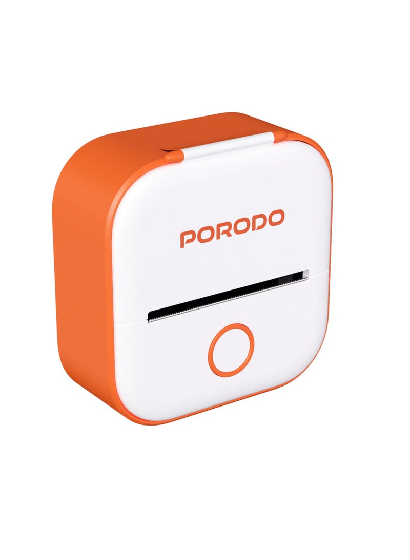 porodo Blue Porodo Lifestyle Pocket HD Thermal Printer with 1000mAh Battery Capacity, Orange & White - Image 2