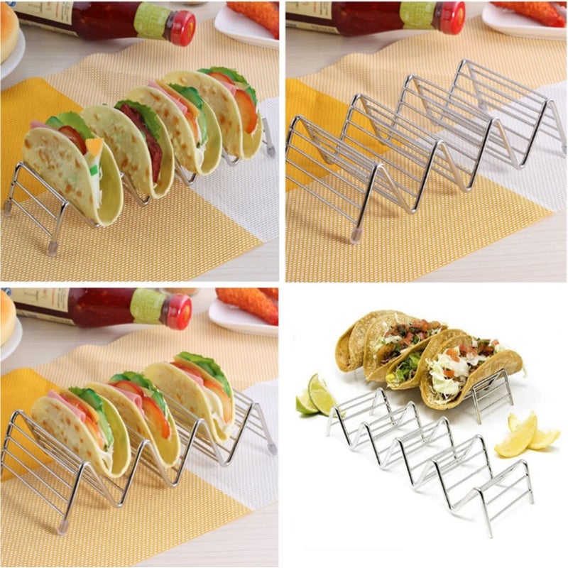 Stainless Steel Taco Holder Stand With 3 4 Grids Perfect For Hot Dogs - Image 5