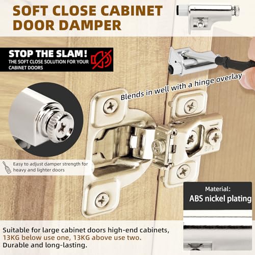 Dgavxa 10 Pcs Soft Close Cabinet Door Damper, Universal Soft Close Door Dampers for Cabinet Doors/Wardrobe/Kitchen/Bookcases, Hydraulic Cabinet Buffer Damper, Silent Door Closing, with self-Closing Mechanism - Image 2