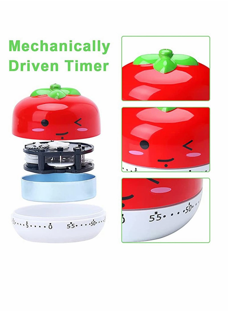 Excefore - Kitchen Timer 2PCS Cartoon Fruit Timer 360 Degree Cooking Tool Mechanical Countdown Timer Creative Alarm Clock Precision Timer Used for Kitchen Timing Cooking and Baking (Tomato Carrot ) - Image 1