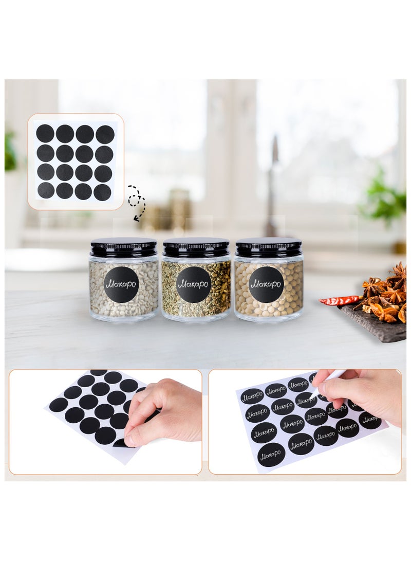 سكاي لينك عبوة من 12 برطمانًا زجاجيًا سعة 4 أونصات بأغطية معدنية سوداء وأغطية فضية، حاويات شموع دائرية شفافة فارغة بأغطية محكمة الإغلاق للطعام والعسل والحلوى - Image 5