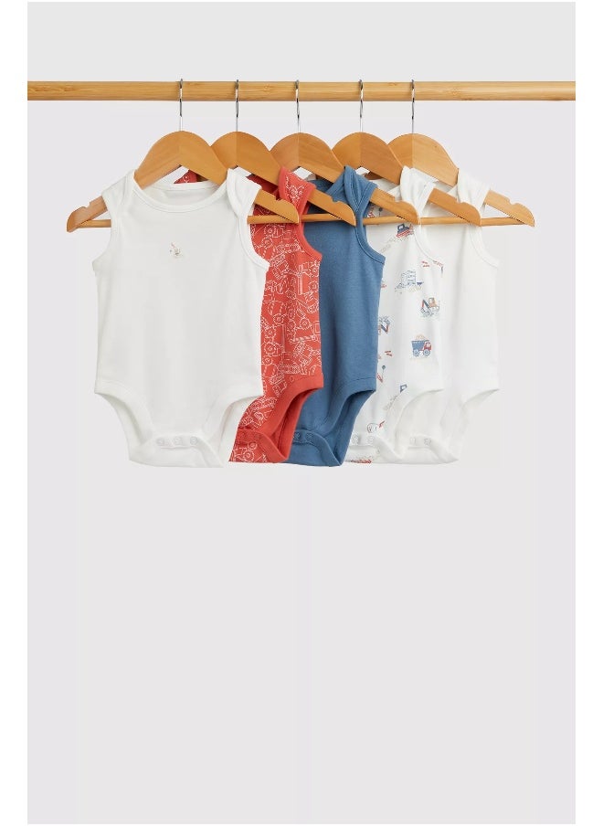mothercare - Vehicles Sleeveless Bodysuits - 5 Pack - Image 1