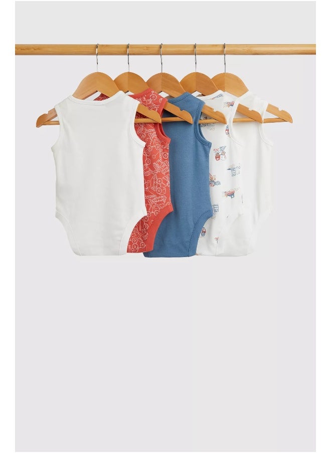 mothercare - Vehicles Sleeveless Bodysuits - 5 Pack - Image 1