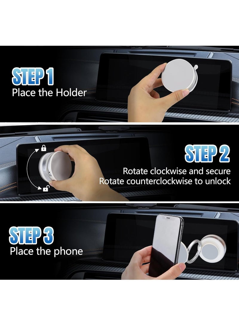 Vacuum Suction Magnetic Phone Holder, Foldable Retractable Car Cell Phone Holder with Suction Cup, 360° Adjustable Phones Mount for All Smartphones for Cars/Gyms/Mirrors/Smooth Surface (White) - Image 2