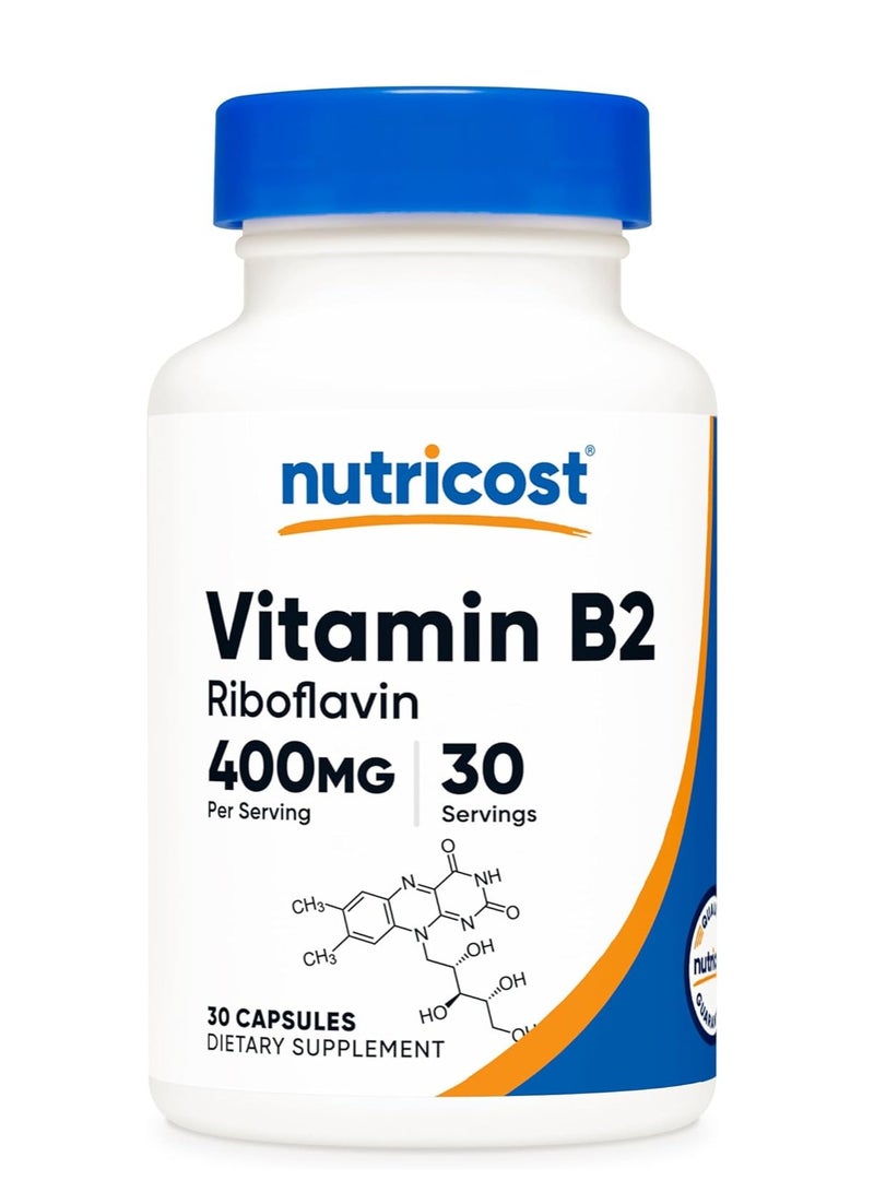كبسولات نيوتريكوست فيتامين ب2 ريبوفلافين ٤٠٠ ملغ، ٣٠ كبسولة - Image 1