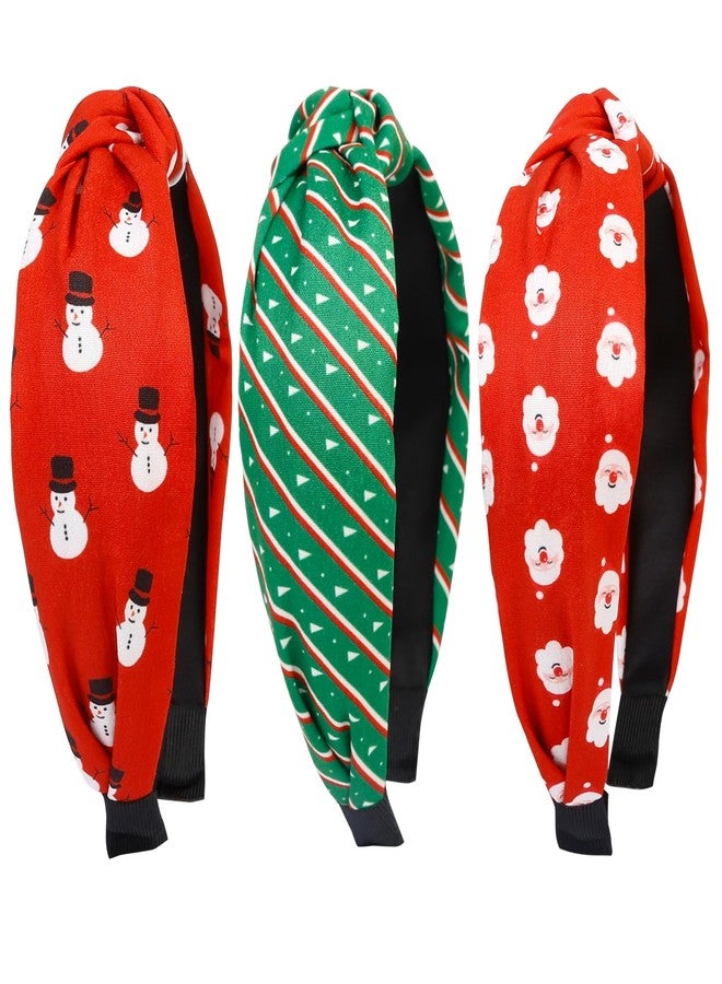 Huachi Christmas Headbands for Women Girls Holiday Knotted Head Bands Festive Top Knot Headband Red Green Hair Hoops 3PCS Christmas Gifts Hair Accessories for Women - Image 3