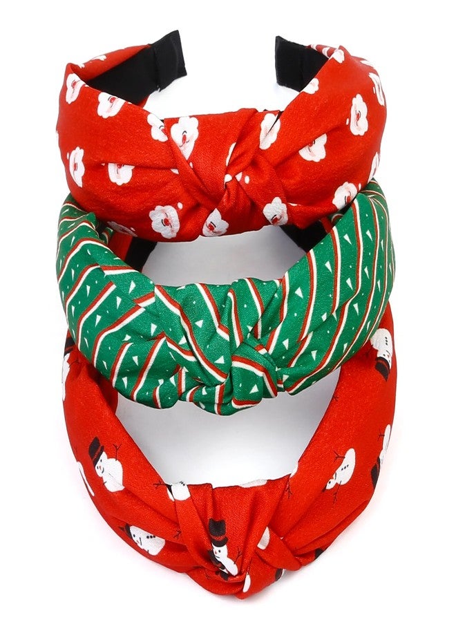 Huachi Christmas Headbands for Women Girls Holiday Knotted Head Bands Festive Top Knot Headband Red Green Hair Hoops 3PCS Christmas Gifts Hair Accessories for Women - Image 1