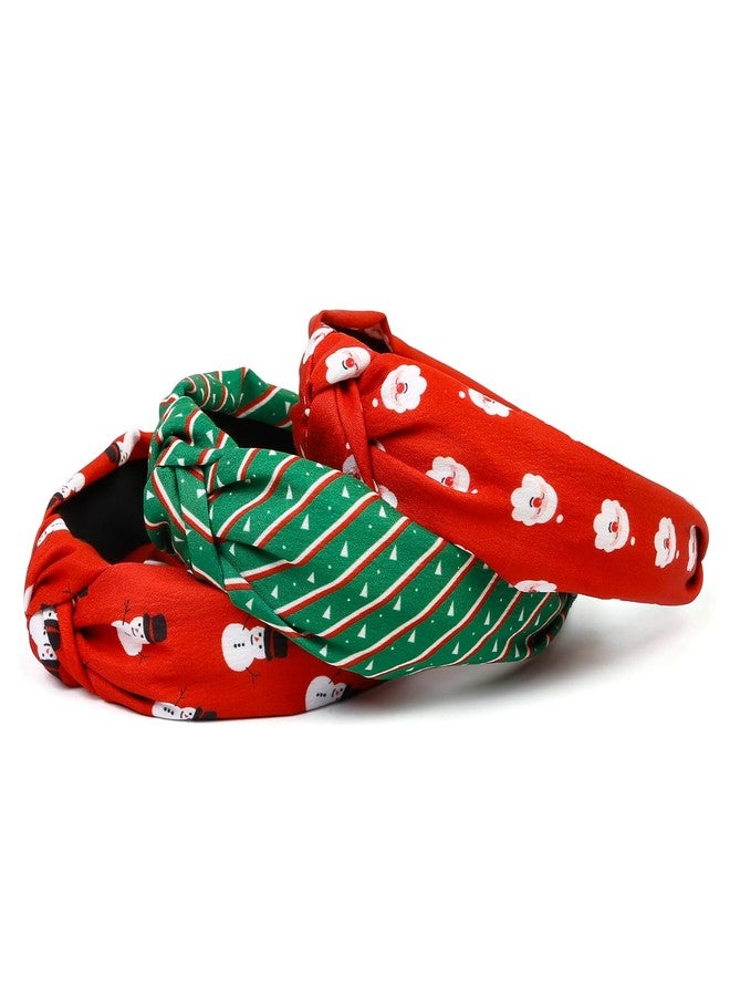 Huachi Christmas Headbands for Women Girls Holiday Knotted Head Bands Festive Top Knot Headband Red Green Hair Hoops 3PCS Christmas Gifts Hair Accessories for Women - Image 2