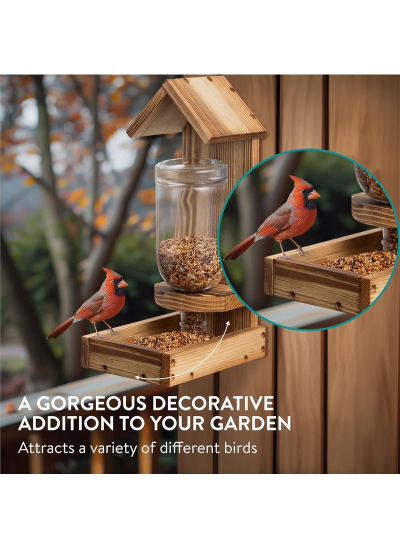 Navaris Navaris Bird Feeder with Glass Bottle  Hanging Glass Hummingbird Feeders for Outdoors  Sturdy Pine Wood  Removable Glass Bottle for Easy Refilling  PlasticFree  EcoFriendly  - Image 2
