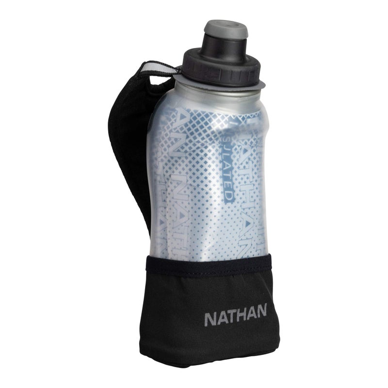 NATHAN Nathan Running Handheld Water Bottle Adjustable No-Grip. Quick Squeeze Lite Hand Strap. 12oz / 18oz / Insulated. Reflective Hydration Water Bottle.  - Image 1