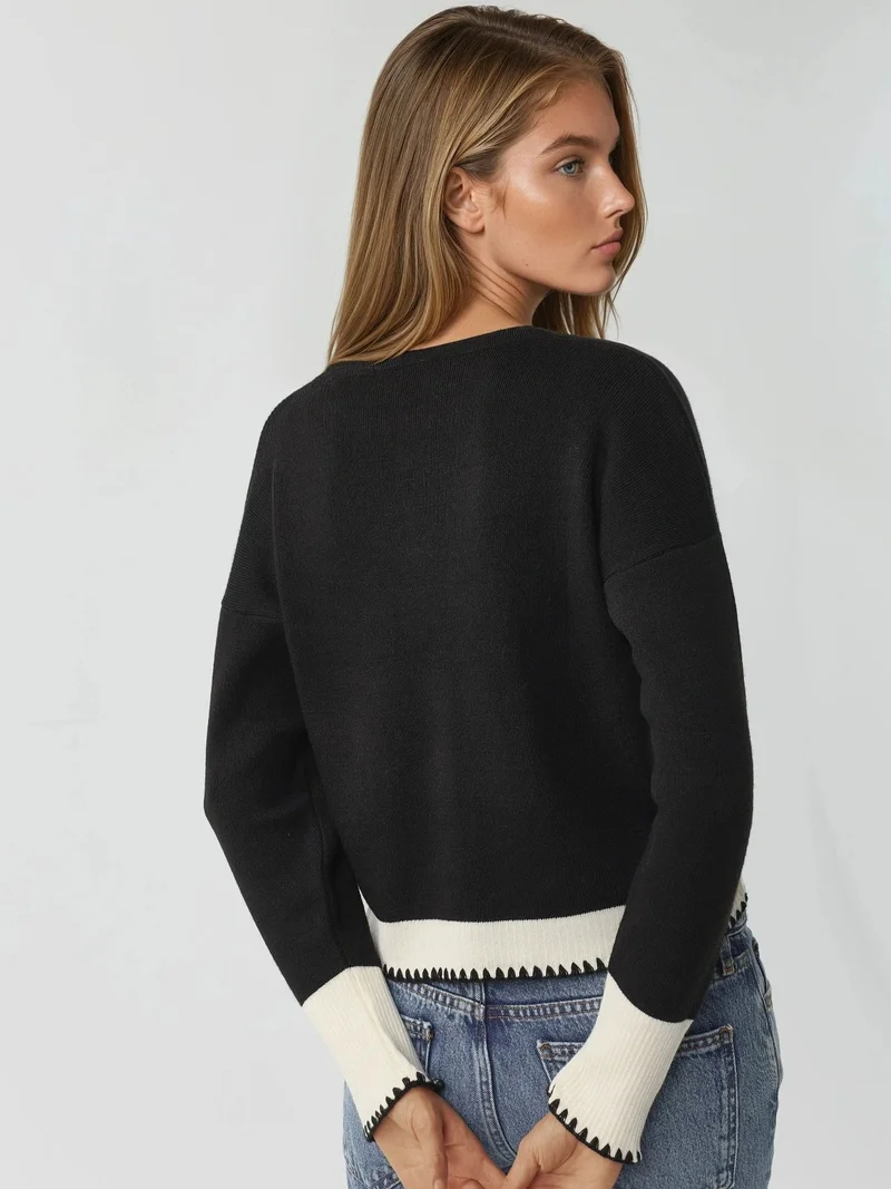 MY FASHION Black MY FASHION Pocket Detailed  Knit Cardigan with Button Closure for Women | Best Price UAE