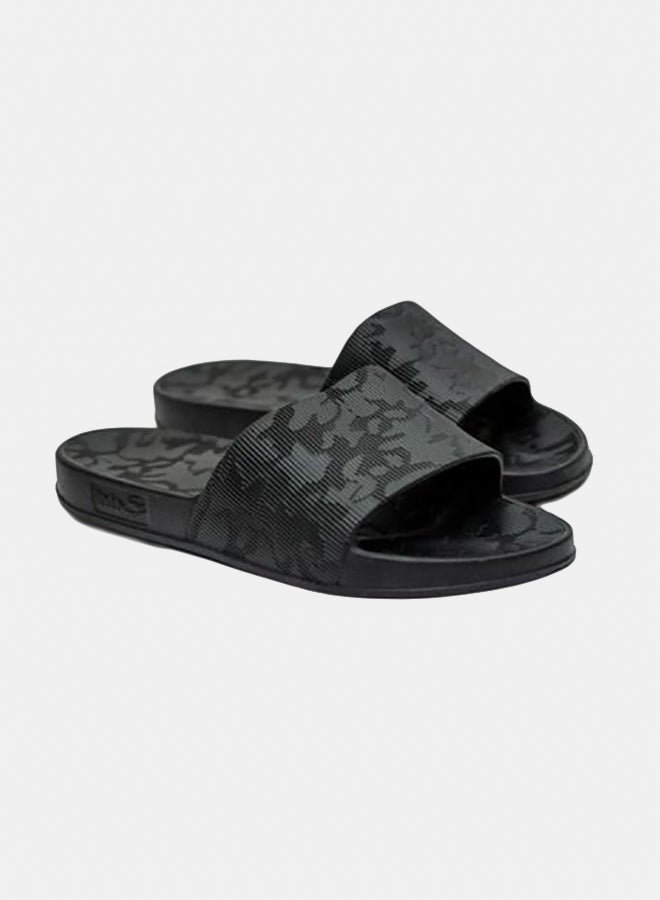Glasgow Perforated Slide Slippers For Men - Black - Image 1