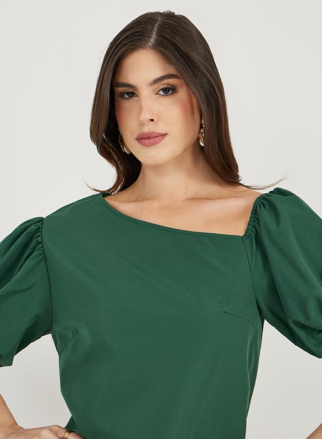 Styli Emerald Puff Sleeve Dress  - Image 4