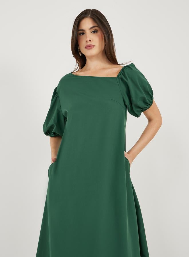 Styli Emerald Puff Sleeve Dress  - Image 3