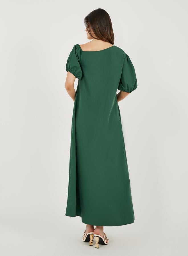 Styli Emerald Puff Sleeve Dress  - Image 5