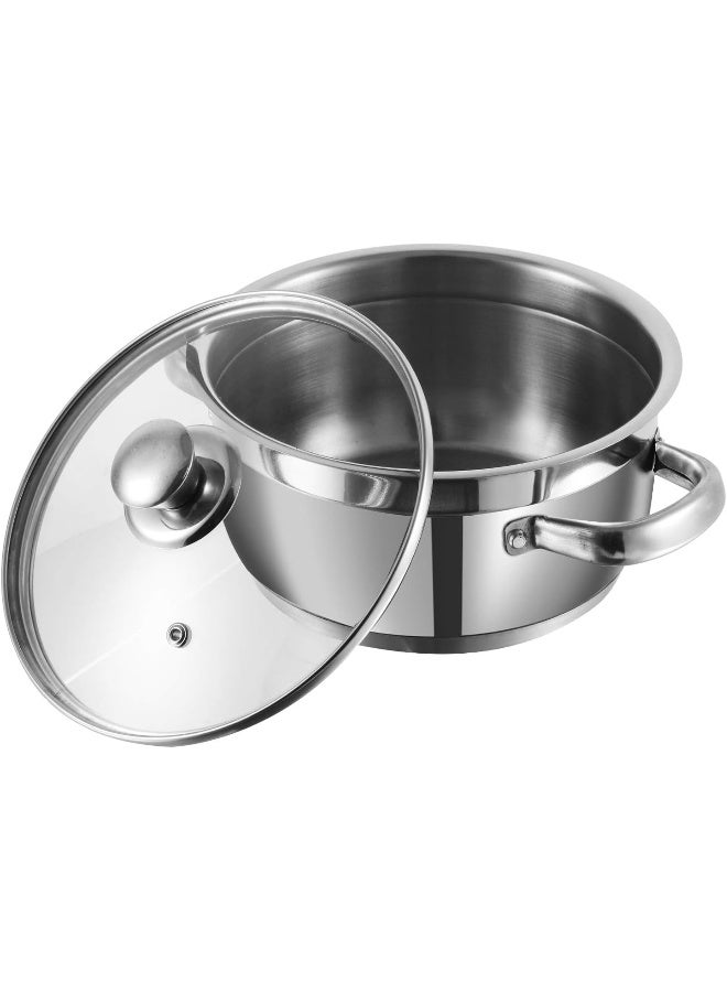 VINOD وعاء صلصة من الفولاذ المقاوم للصدأ بتصميم مزدوج مع غطاء زجاجي - 18 سم، 2.3 لتر (مناسب للطبخ بالحث) - Image 3