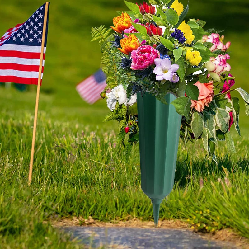Aihmilcl 12 Pack Memorial Flower Vase Plastic Cemetery Vases with Spikes Cemetery Decorations for Grave Decorations for Cemetery Vases for Flowers Plastic Vases for Flowers Cemetery Flowers for Grave Vase - Image 5