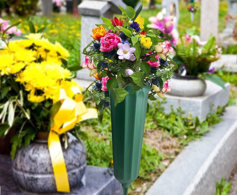 Aihmilcl 12 Pack Memorial Flower Vase Plastic Cemetery Vases with Spikes Cemetery Decorations for Grave Decorations for Cemetery Vases for Flowers Plastic Vases for Flowers Cemetery Flowers for Grave Vase - Image 3