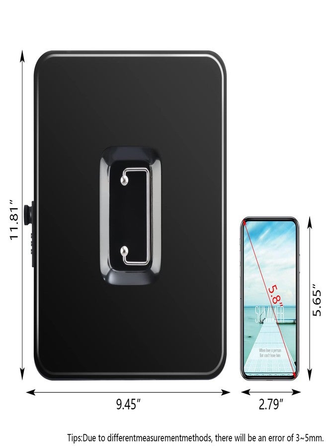 KYODOLED صندوق نقود معدني من KYODOLED مزود بقفل برقم سري، صندوق نقود آمن، صندوق معدني مع صينية نقود، صندوق أمان، 11.81 بوصة × 9.45 بوصة × 3.54 بوصة، أسود، كبير جدًا - Image 2