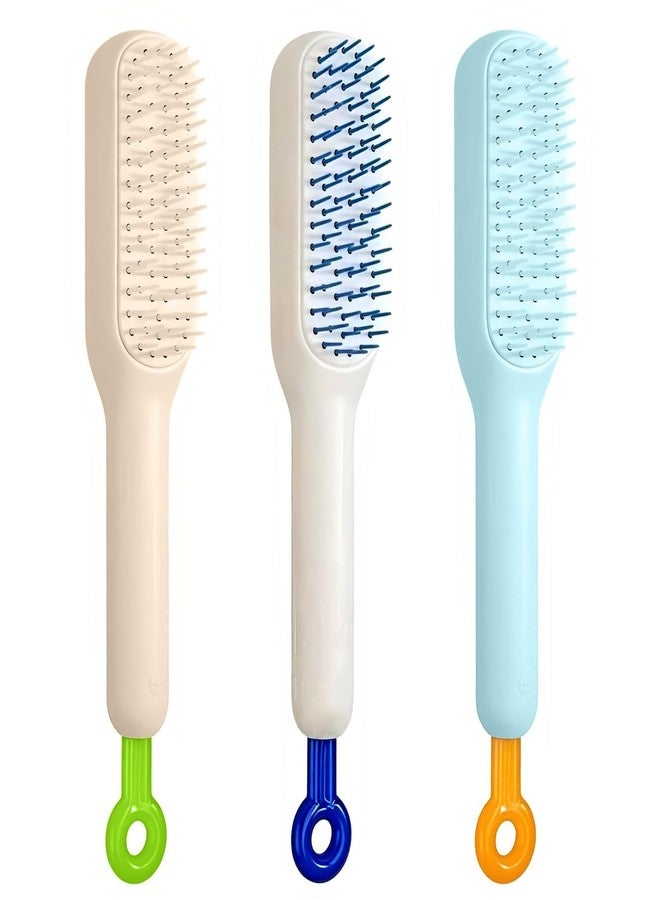 SITSRA Self-Cleaning Anti-Static Massage Comb Easy Clean Hair Brush with Retractable Bristles, One-Pull Hair Removal, Anti-Static Detangling & Styling Tool for All Hair Types (Multicolor) - Image 1