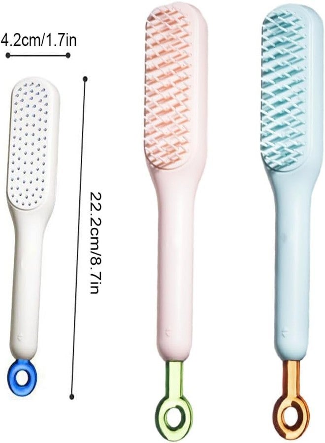 SITSRA Self-Cleaning Anti-Static Massage Comb Easy Clean Hair Brush with Retractable Bristles, One-Pull Hair Removal, Anti-Static Detangling & Styling Tool for All Hair Types (Multicolor) - Image 3