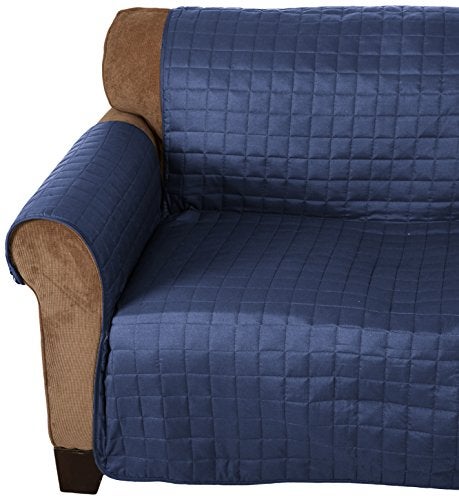 Elegance Linen Elegance Linen Quilted Slip Cover Water-Absorbent Furniture Protector for Love Seat, Navy Blue  - Image 1