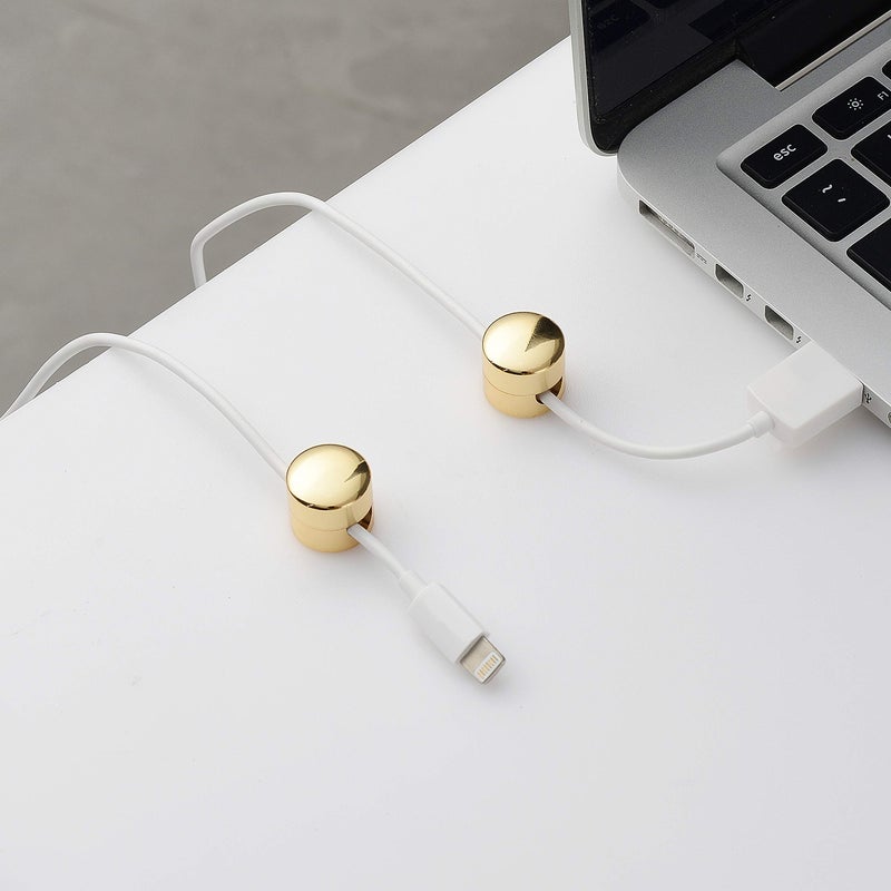 BRIGHTTIA Cable Clips - Premium Brass Cord Management for Home, Office & Car - Multipurpose Wire Holder Organizer - Sleek & Durable Design - Ideal Gift for Men, Women & Students - 4-Pack (Gold) - Image 2