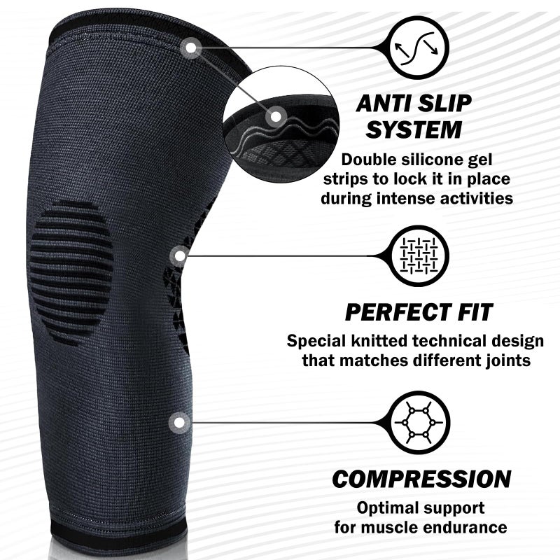 POWERLIX Knee Compression Sleeve (Pair) - Best Knee Brace for Knee Pain for Men & Women â€“ Knee Support for Running, Basketball, Volleyball, Weightlifting, Gym, Workout, Sports - Image 2