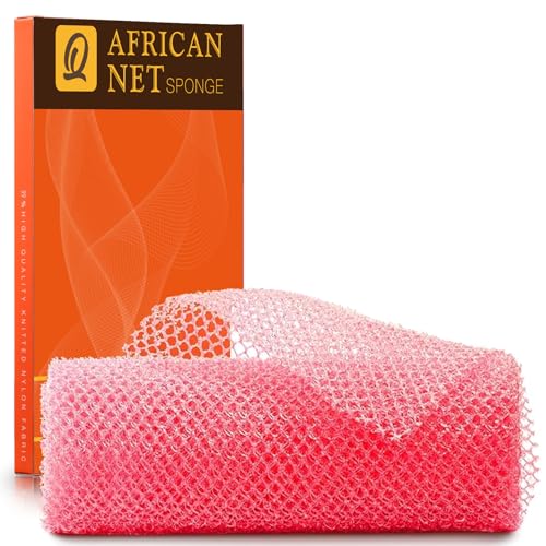 UJFQBH African Net Sponge African Net Long Net Bath Sponge Exfoliating Shower Body Scrubber Back Scrubber Skin Smoother,Great for Daily Use (Pink) - Image 1